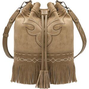 Bucket Bag for Women Leather Fringe Western Style Crossbody Vintage